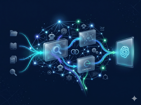 Abstract AI workflow illustration